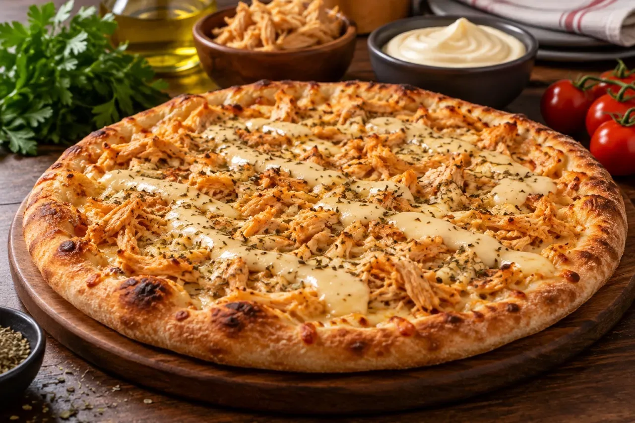 pizza de frango com requeijão