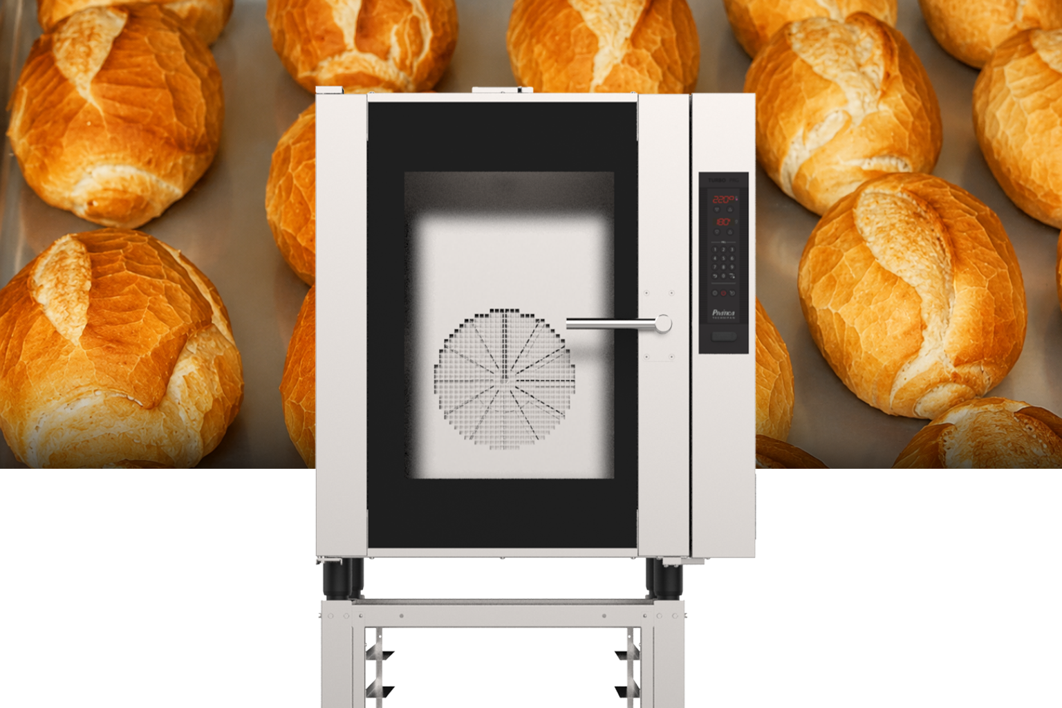 Um close de um forno de aço inoxidável com display digital
