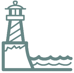 Tide Newsletter  logo - a green graphic of a lighthouse with crashing waves