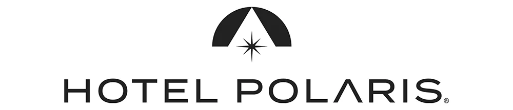 Hotel Polaris logo. A stylized, dark half-circle above text,