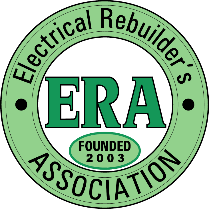 Green circular logo reading “Electrical Rebuilder’s Association” with “ERA” and “Founded 2003” in the center