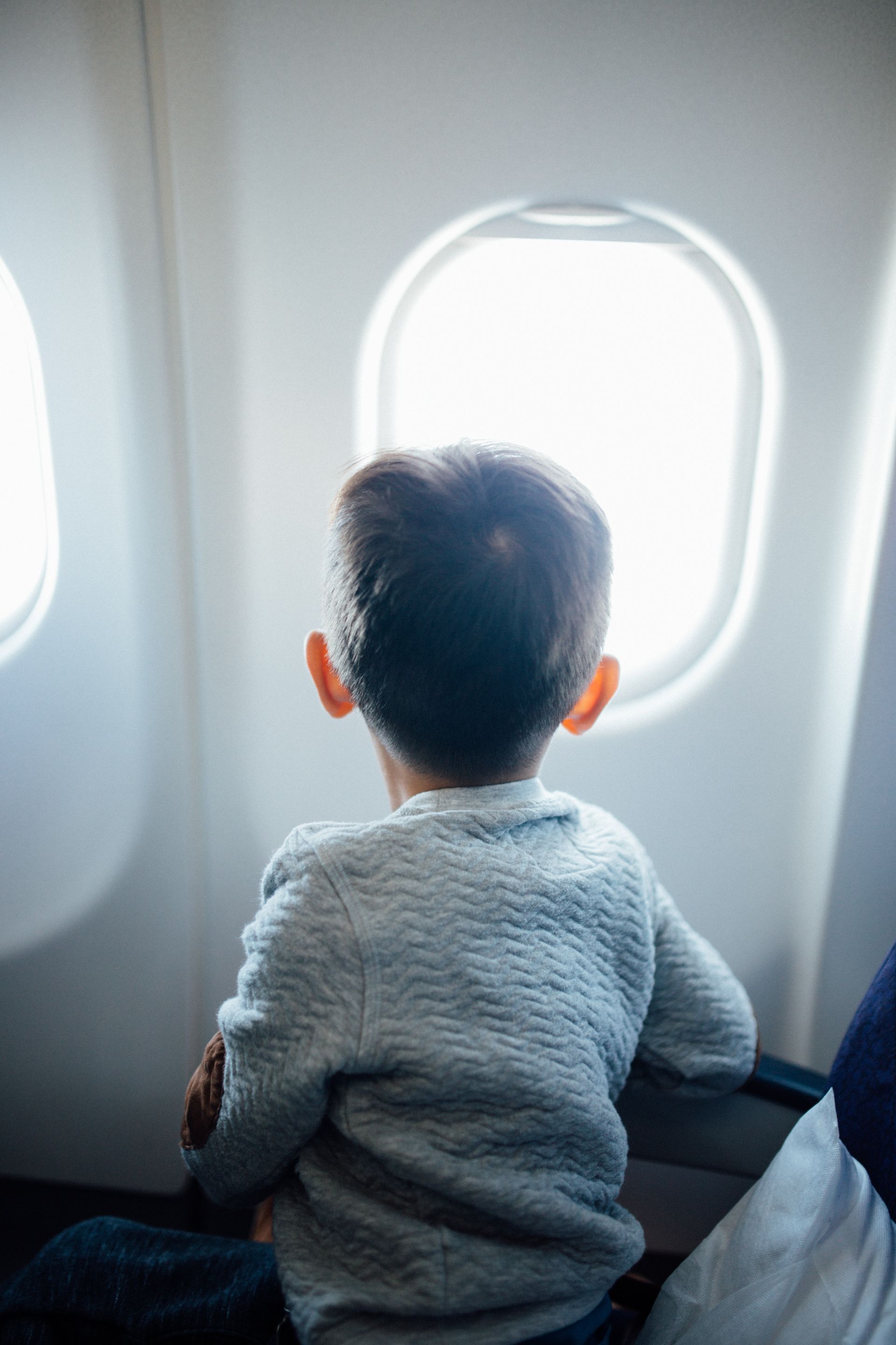 OSAP Affidavit A young boy is sitting on an airplane looking out the window.