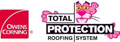 Owens Corning logo with pink panther and