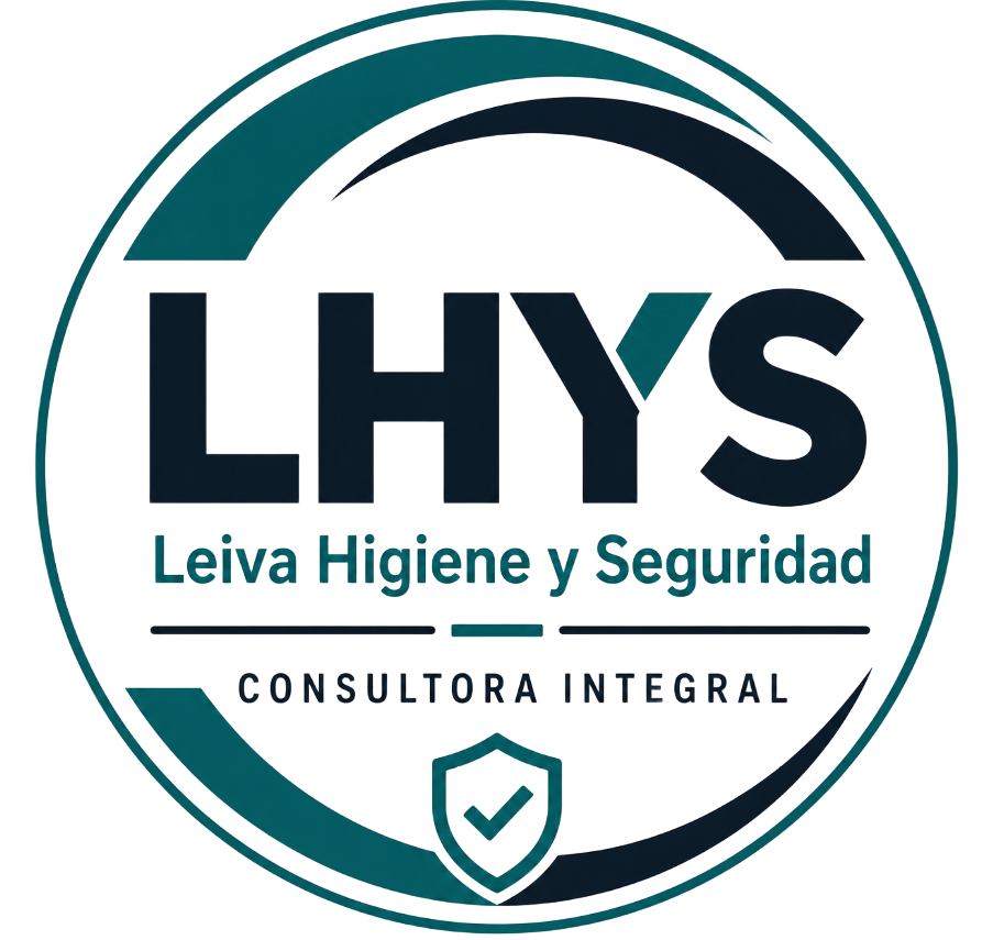Logo de LHYS: círculo blanco y verde azulado con texto “Leiva Higiene y Seguridad” y “Consultora Integral”