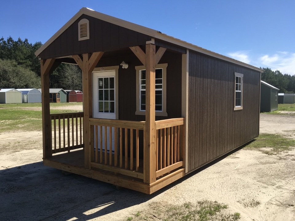Utility Cabin Shed with Porch | Cabin Style Storage Building
