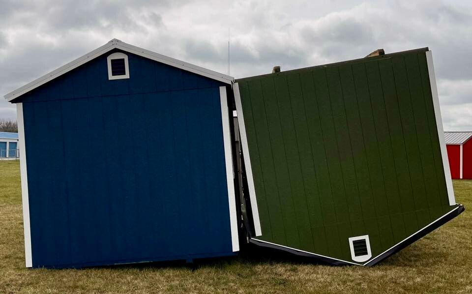 A Stor-Mor Building intact after being flipped by a Storm