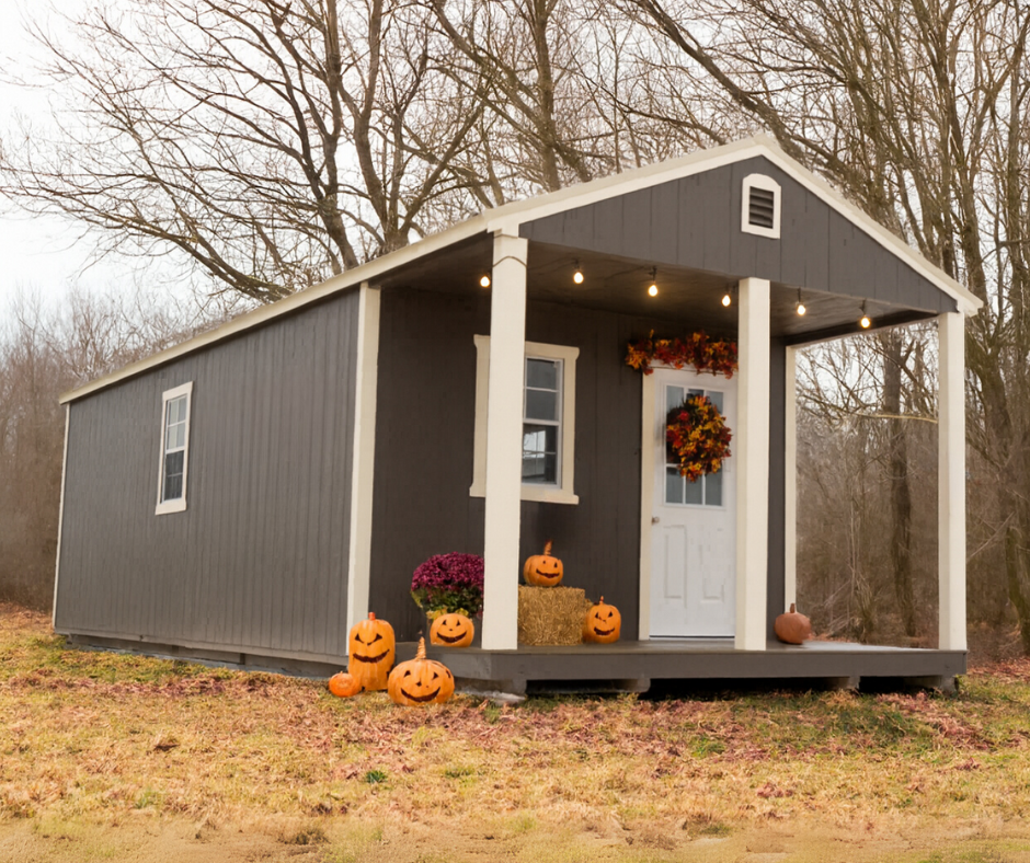 Cabin with Halloween Decor