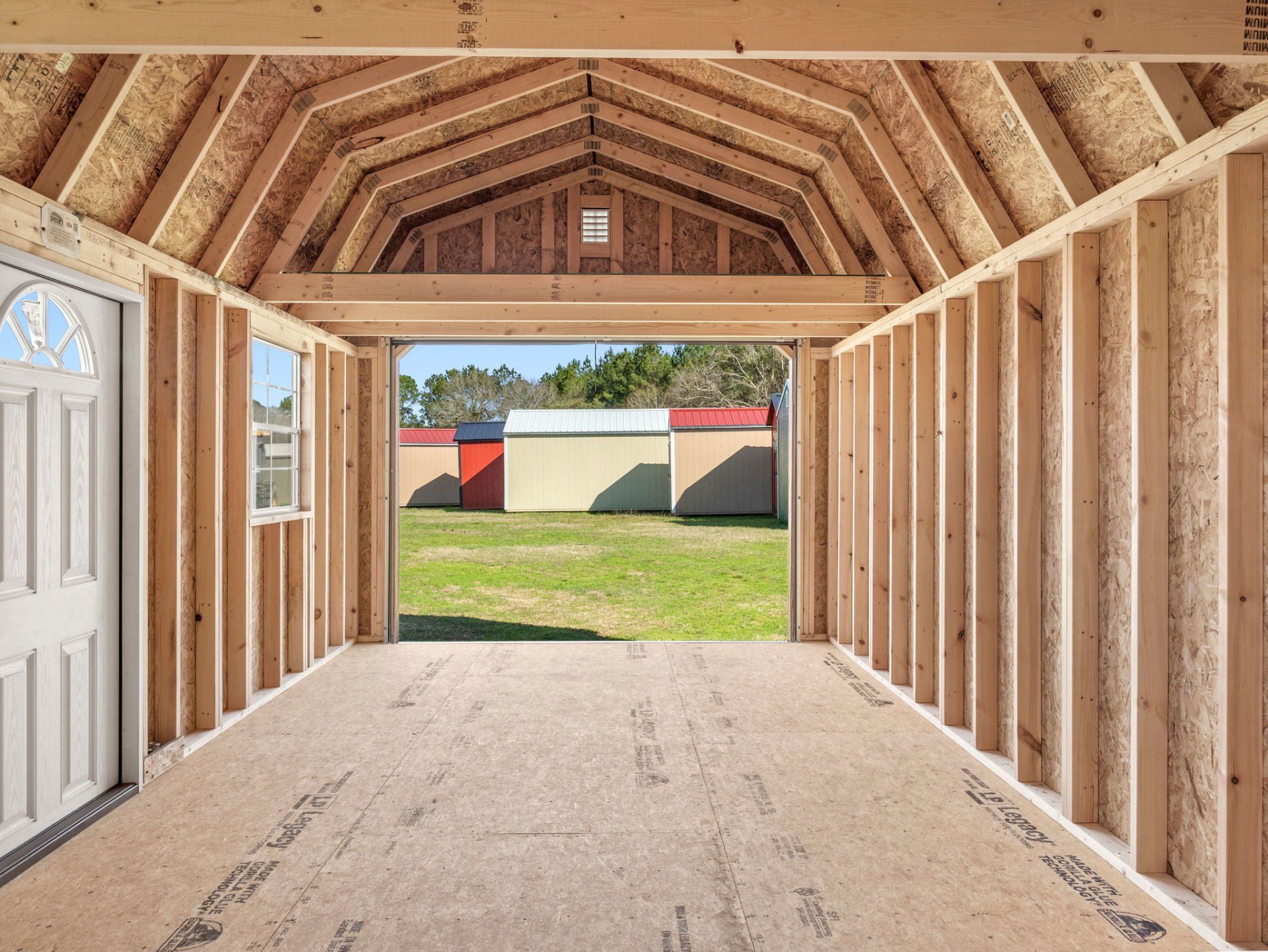 Interior image of a lofted garage.