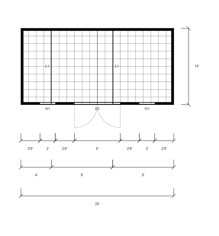 A black and white floor plan of a building with measurements.