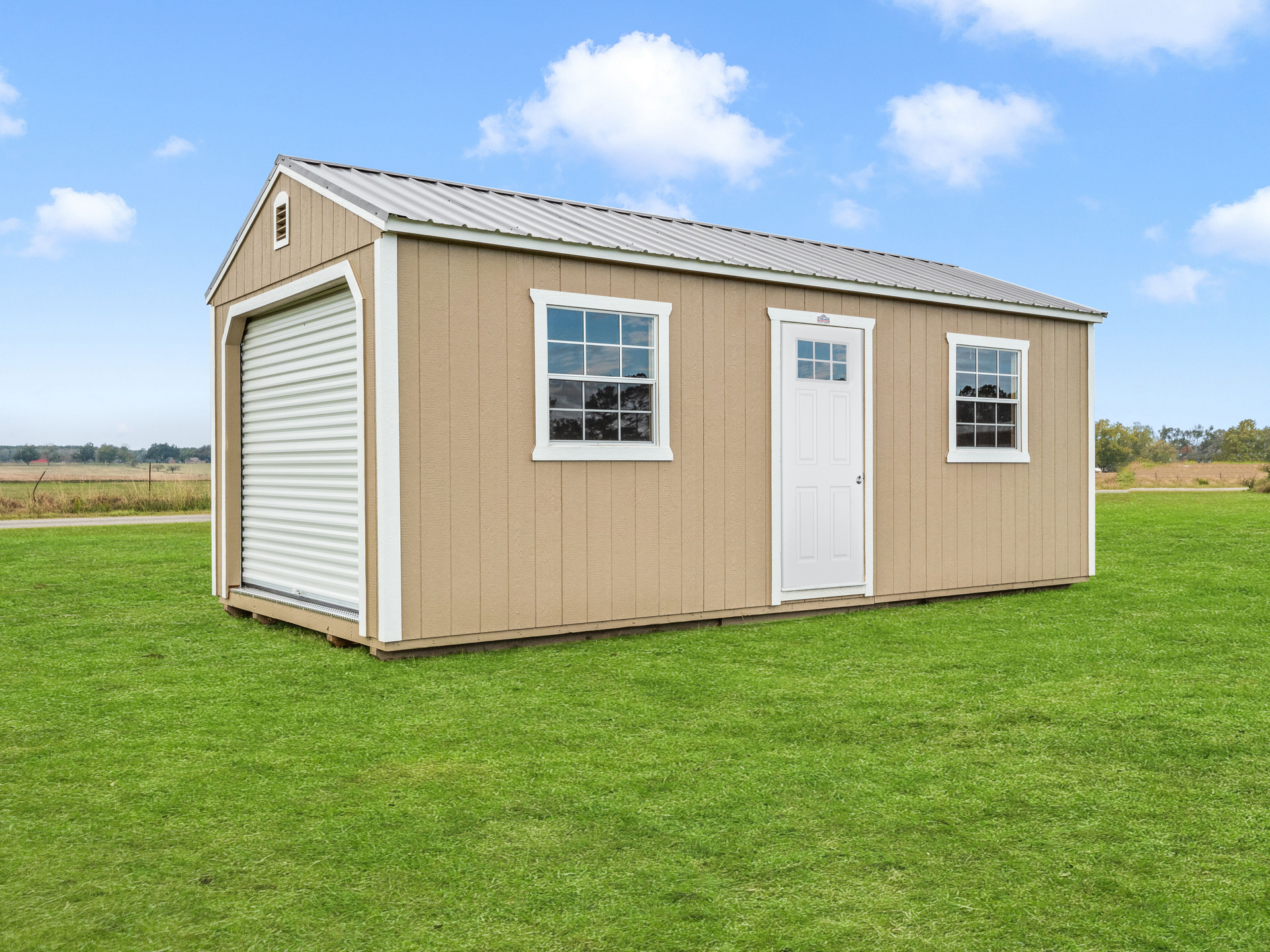 Different building styles on a dealer lot