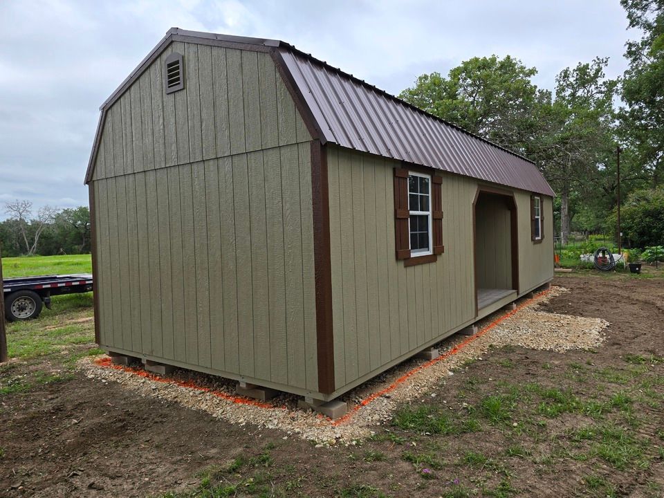 Stor-Mor+12x24+Lofted+Cabin+with+Center+Porch+and+3x3+Windows