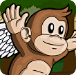 A cartoon monkey is waving at the camera.