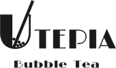 UTEPIA Bubble Tea logo with black cup and straw icon on white background