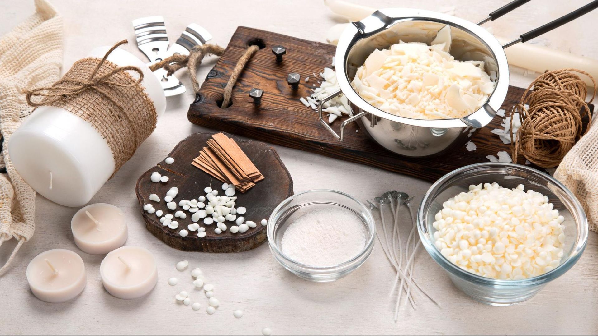 Homemade natural white eco soy wax candles