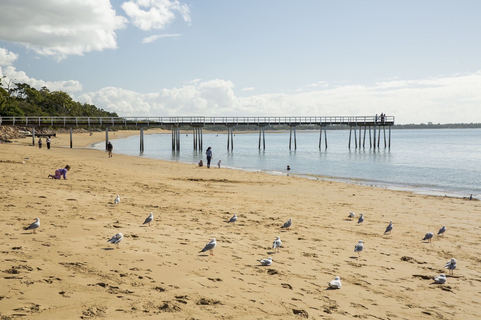 Beach Scene With a Pier Extending Into the Ocean — R&B Automotive PTY LTD In Urangan, QLD