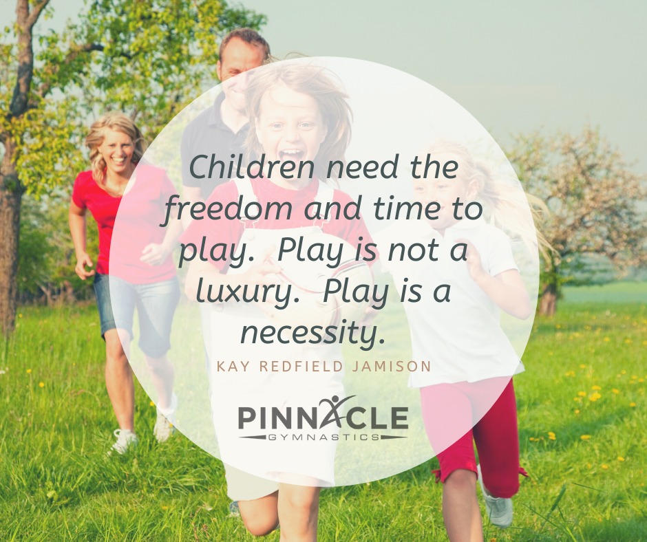 Children playing in the park with a quote 'Play is not a luxury . play is a necessity.'