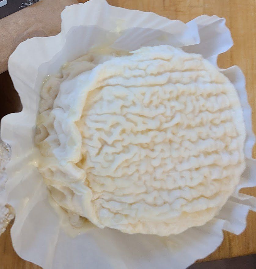 a piece of white cheese wrapped in white paper