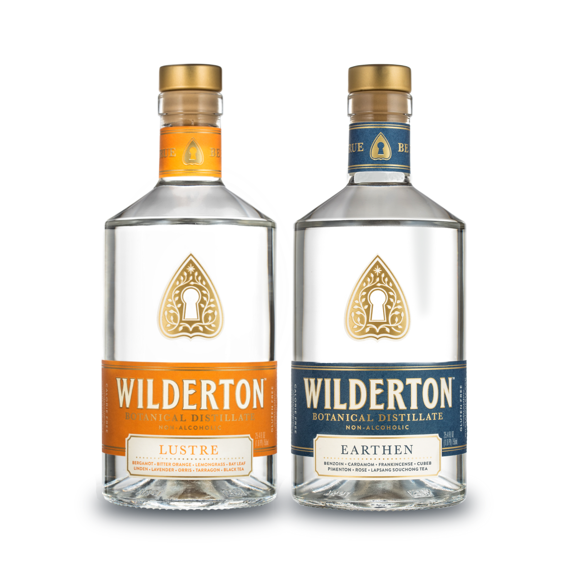 two bottles of wilderton gin are next to each other