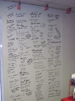 veterans signed thank you sheet at cheseldine car wash