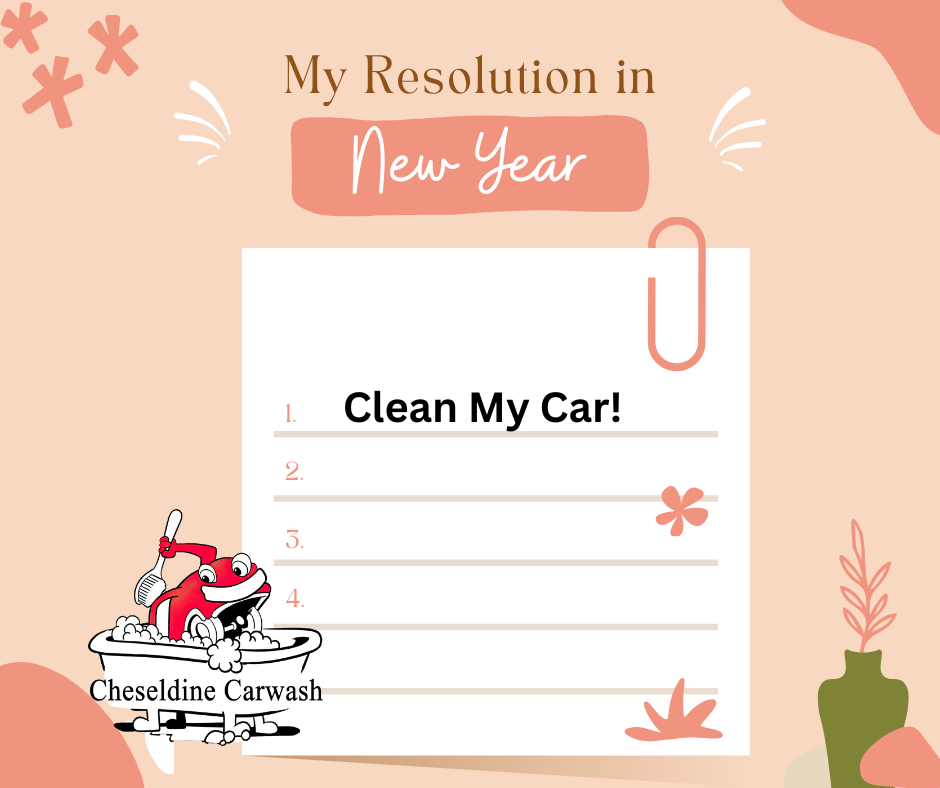 A post it note that says my resolution in new year clean my car