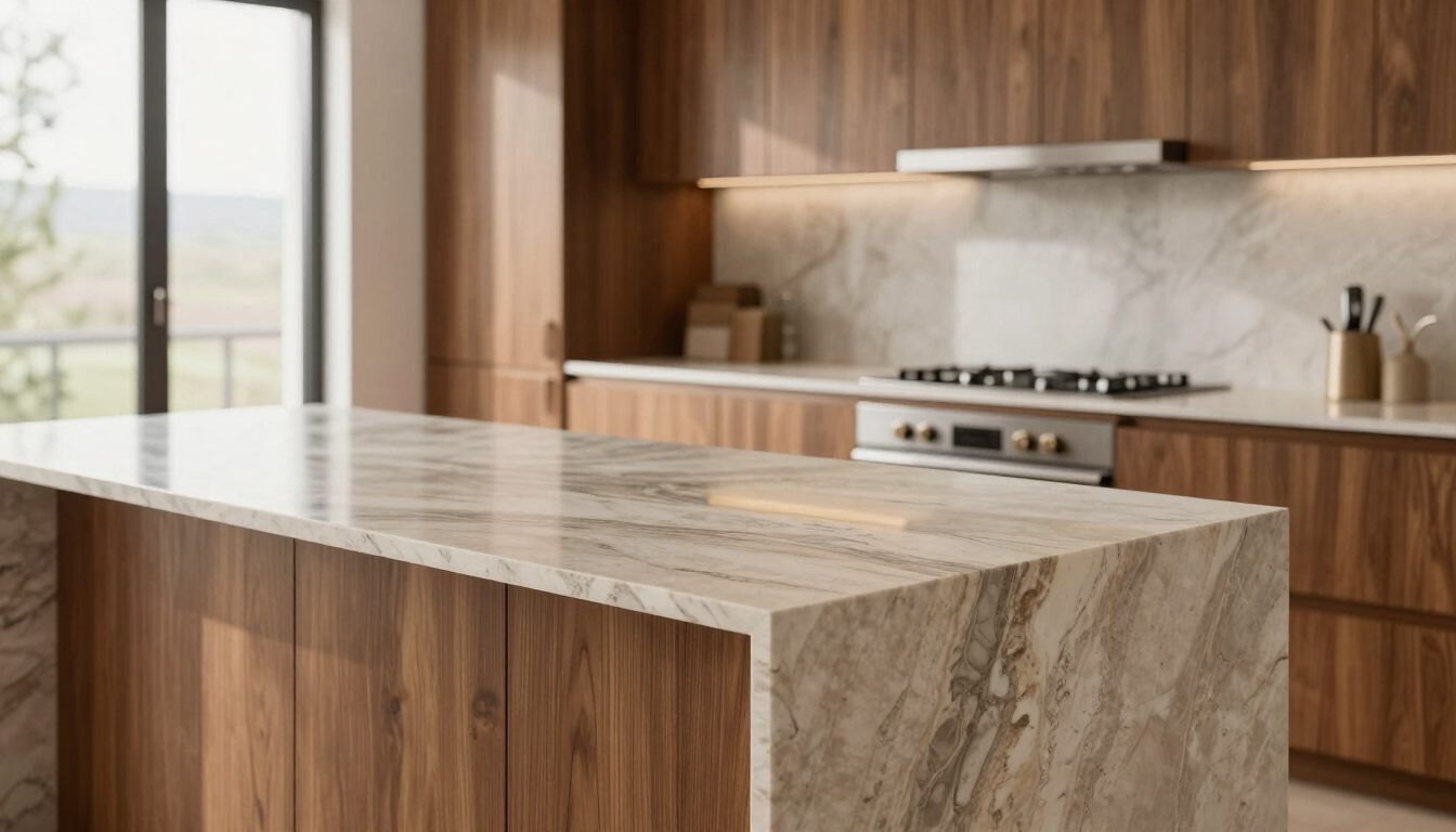 Finished modern kitchen with a statement countertop