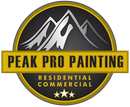 Logo for Peak Pro Painting featuring a stylized mountain, the company name, and the words 