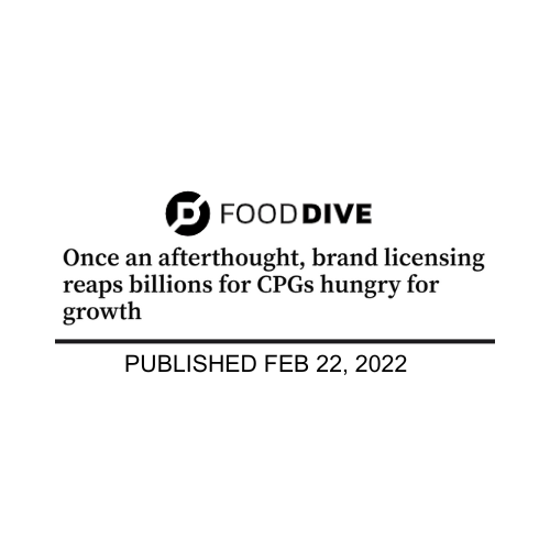 Food Dive article on brand licensing reaping billions for CPGs hungry for growth.