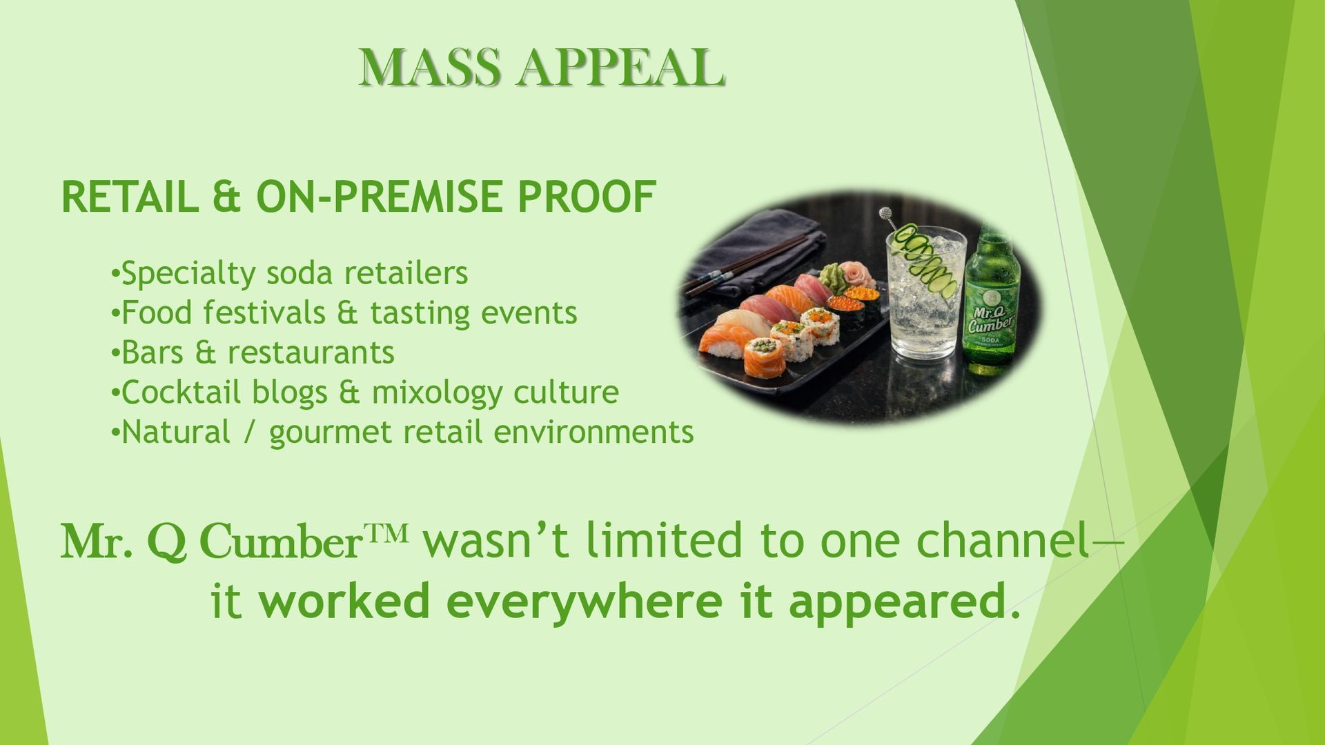 A green-themed slide states 