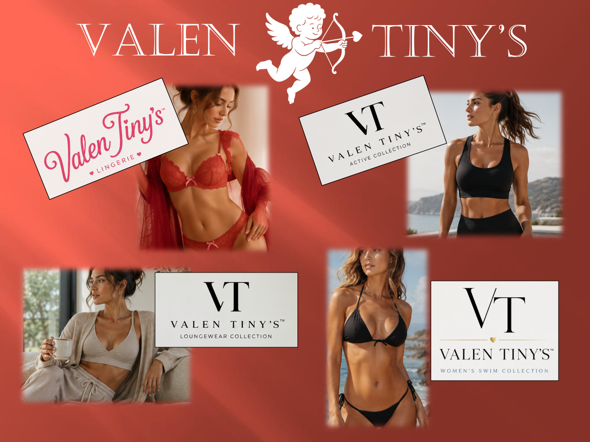ValenTiny’s logo on a red background with candy hearts, text about a license opportunity, and 
