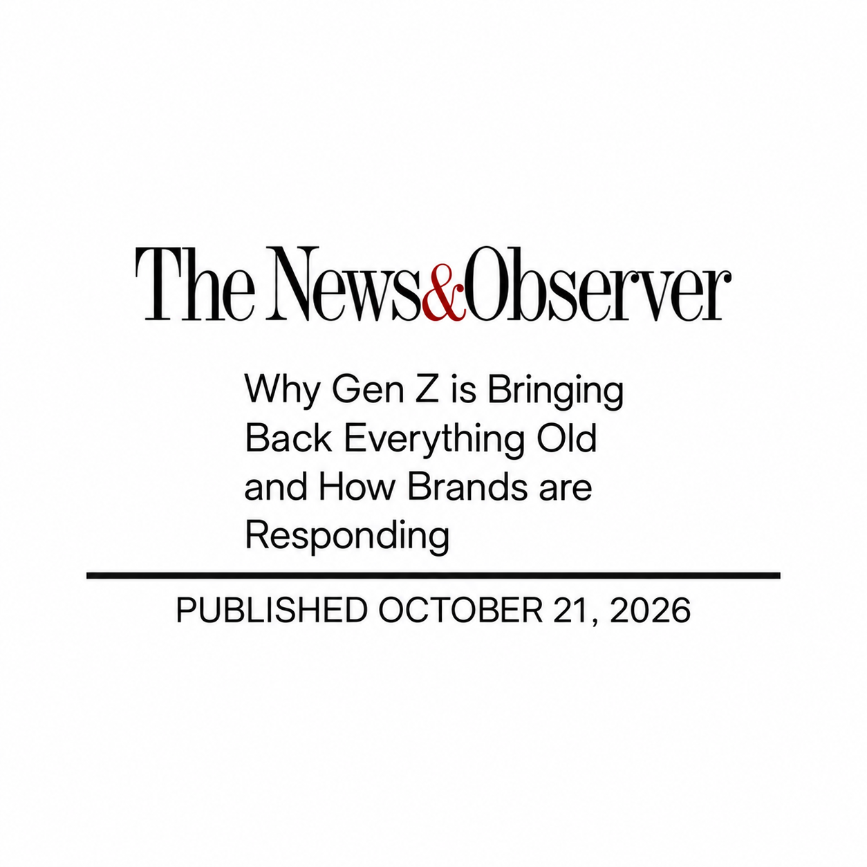 The News & Observer masthead with headline “Why Gen Z is Bringing Back Everything Old and How Brands are Responding”