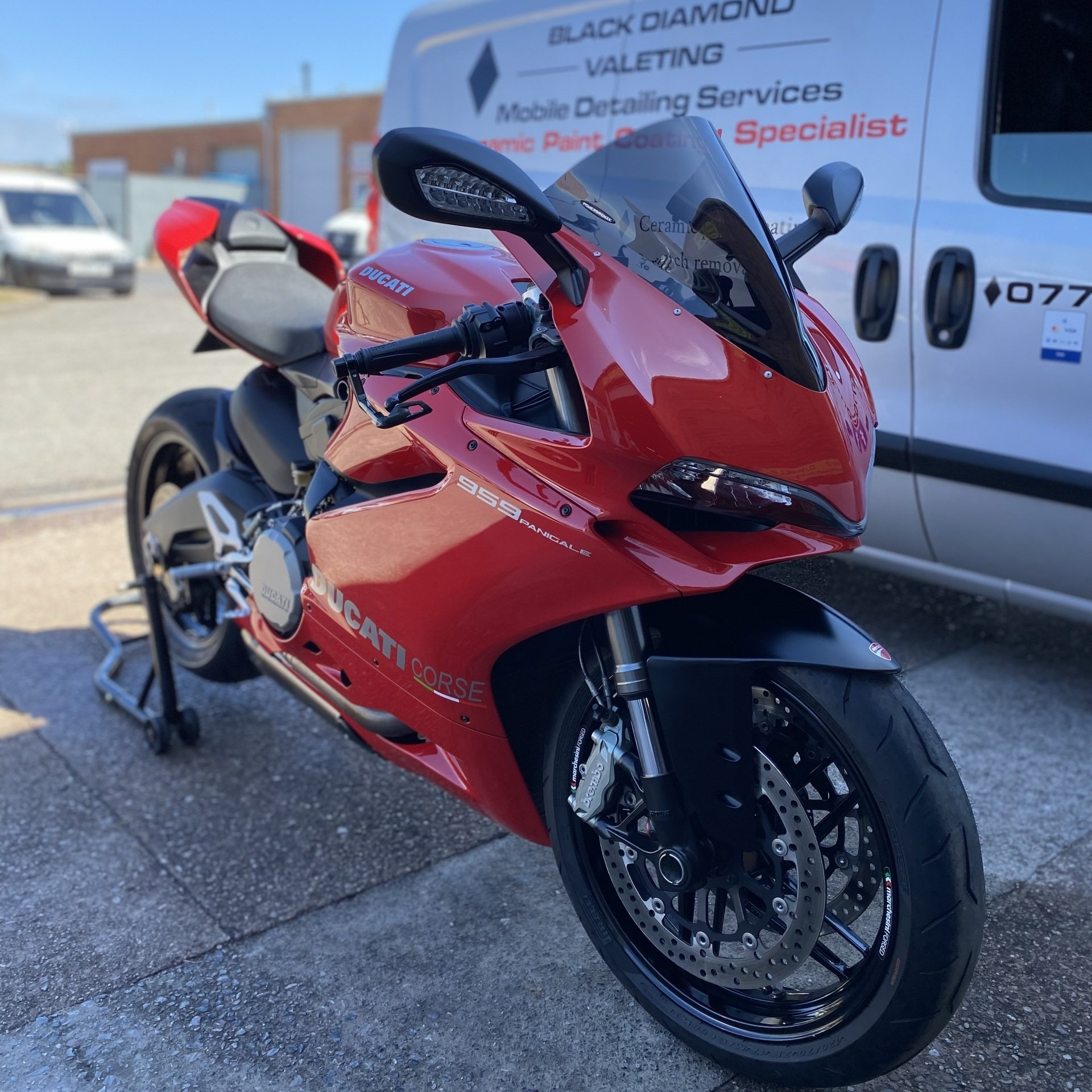 Ducati Panigale after a detailing package from Black Diamond Valeting