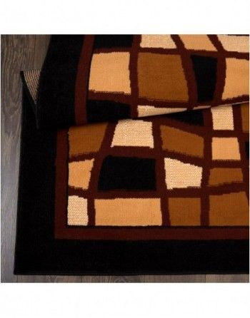 A brown and black rug with a black border