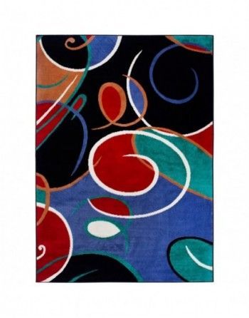 A colorful rug with circles and swirls on it