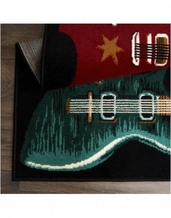A rug with a picture of a guitar on it