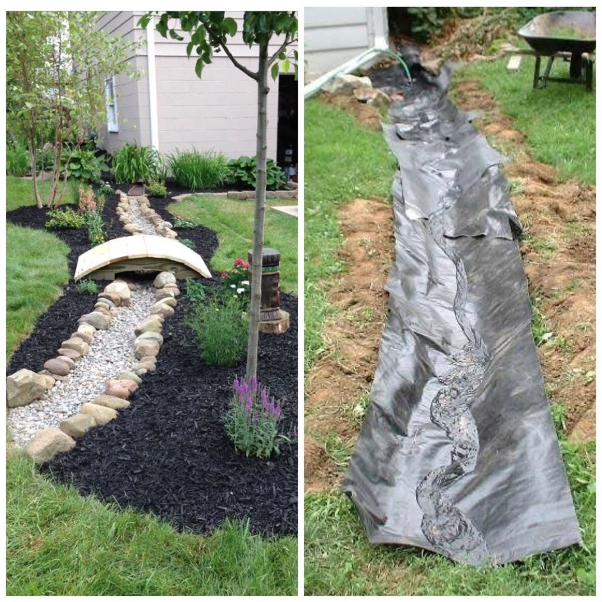 functional dry creek bed to help with waterproofing at a home in Western Mass
