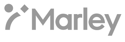 Marley logo with abstract person icon. Grey text on white background.