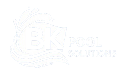 Faint white logo reading “BK Pool Solutions” with a swoosh and bubble design on a light background