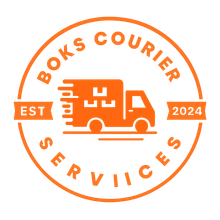 The logo for boks courier services shows a delivery truck