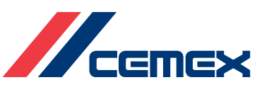 CEMEX logo: Red and blue angled stripes next to dark blue text that reads 