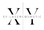 Ein schwarz-weißes Logo für ein Unternehmen namens xy-lasercosmetic