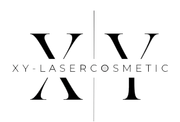 Ein schwarz-weißes Logo für ein Unternehmen namens xy-lasercosmetic