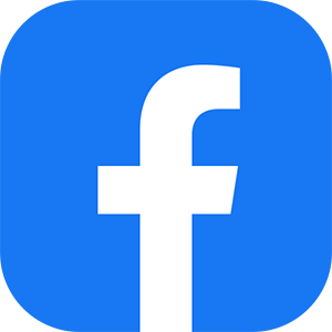 A blue square with a white f on it.