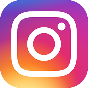 The instagram logo has a purple and orange background