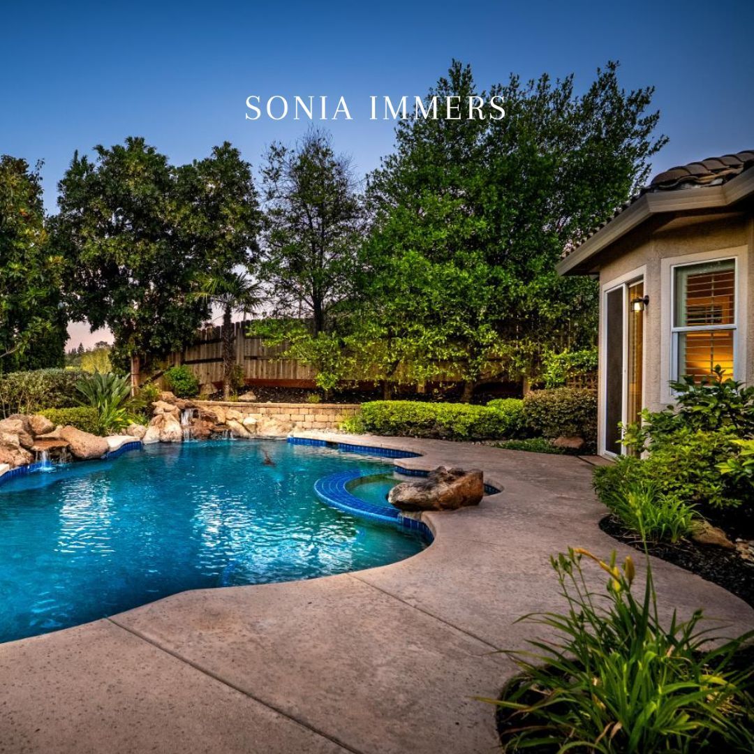 A pool view in a Rocklin home for sale, 4728 Tenbury Lane Rocklin CA sold listing marketed by realtor in Rocklin, CA