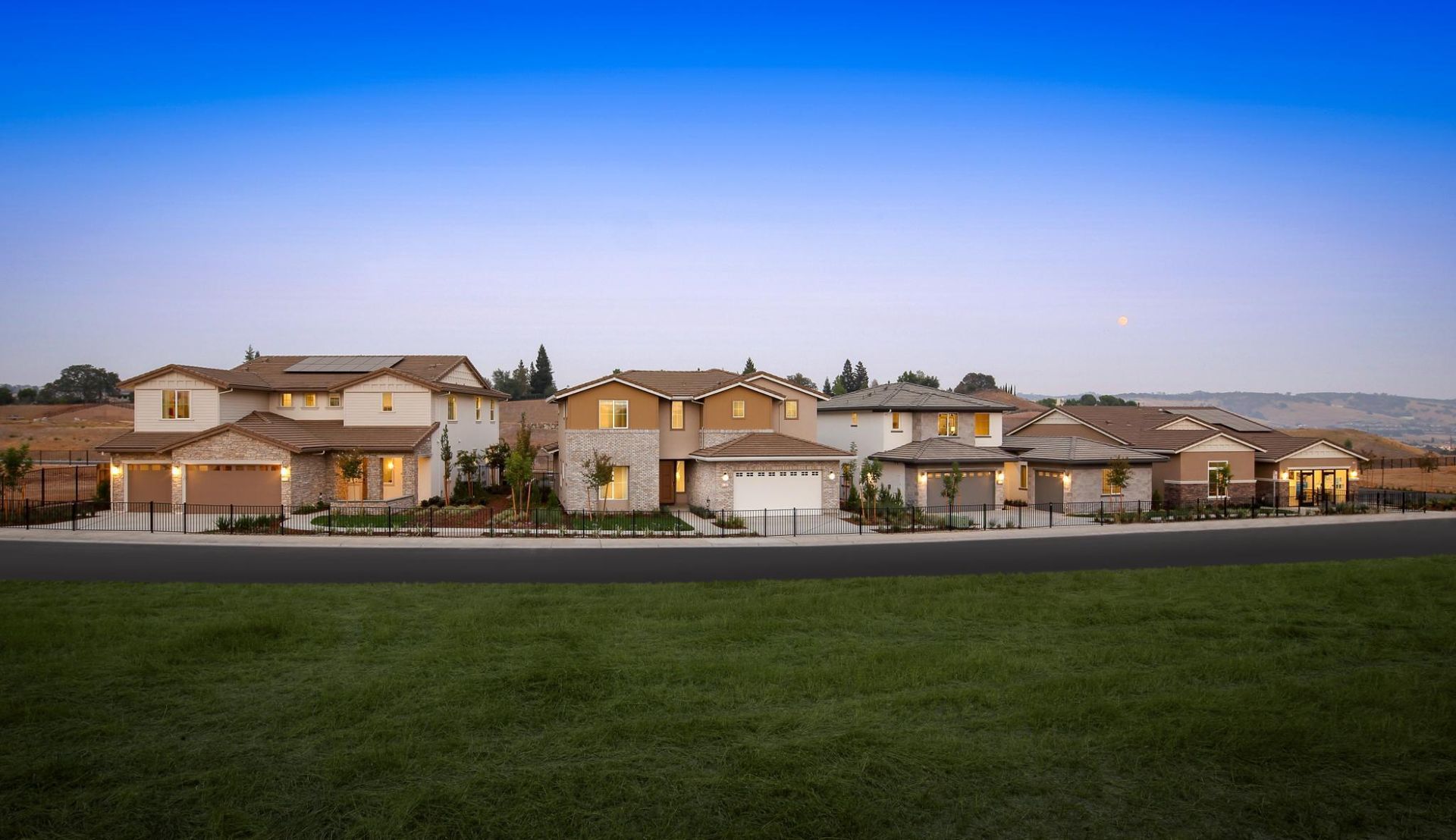 Aerial view of a row of houses on the side of the road- Find homes for sale in Rocklin, CA, with the top realtor Sonia Immers