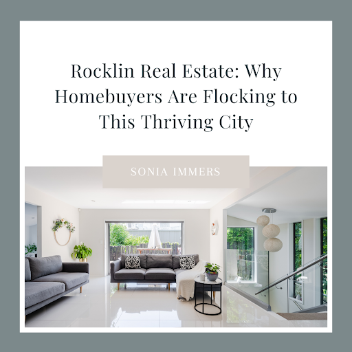 Modern living room and staircase with bright, open design. Title: Rocklin Real Estate - Why Homebuyers Are Flocking Here
