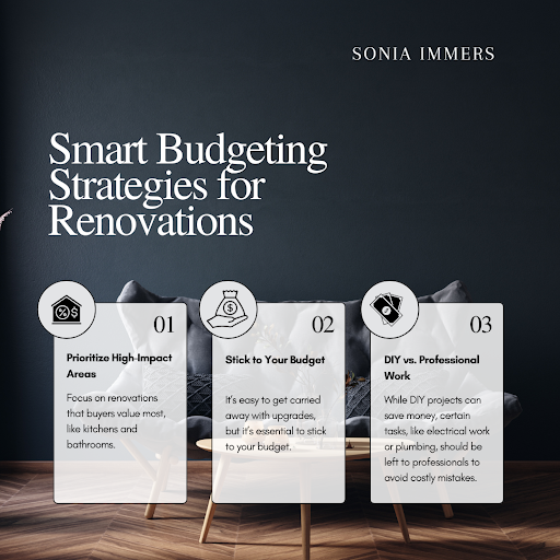 Smart Budgeting Strategies for Renovations: Prioritize areas, stick to the budget, and choose DIY or professional work.