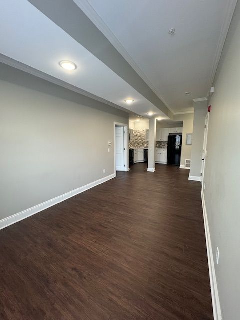 Interior lounge space arranged within open apartment floor design