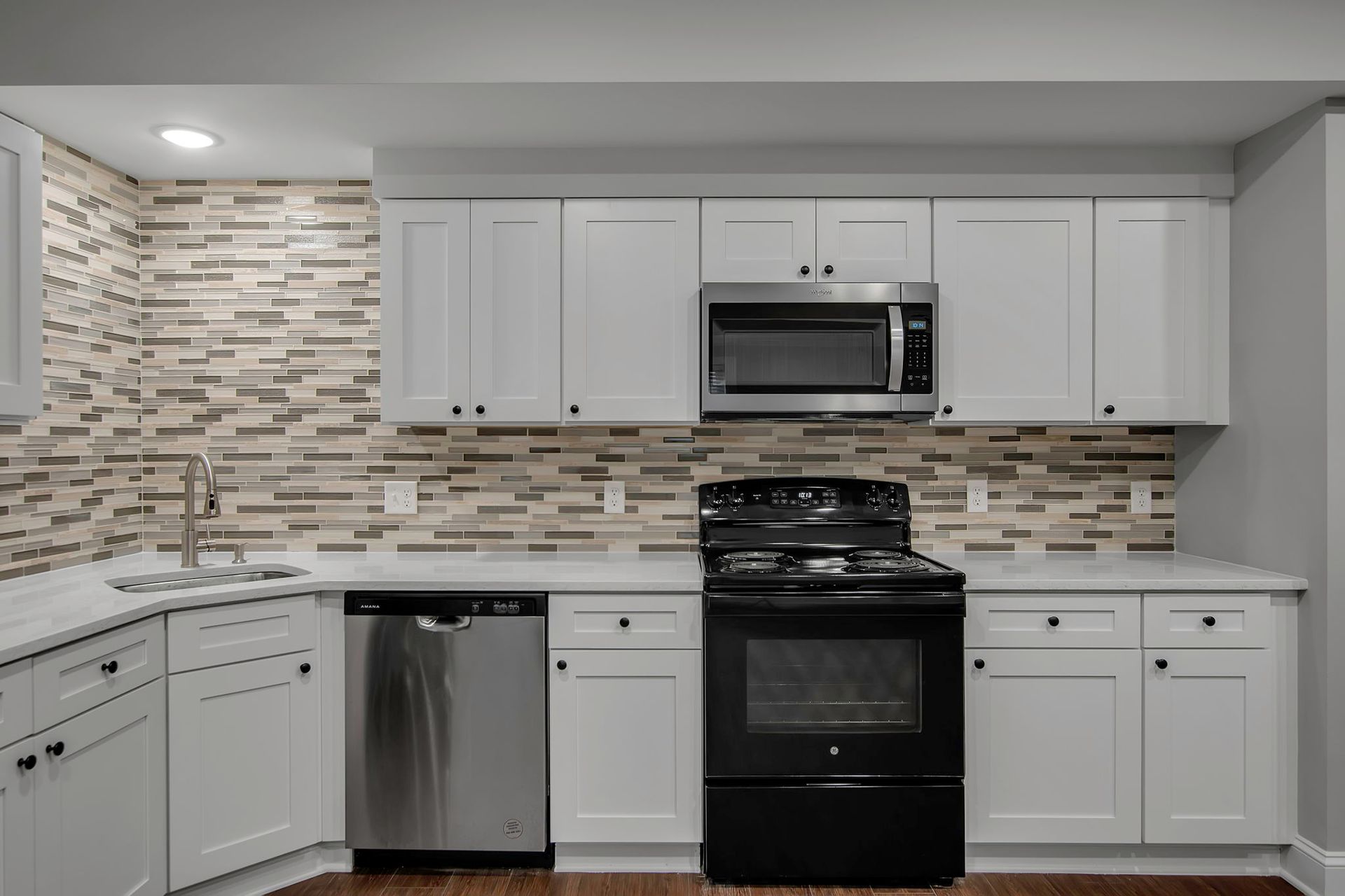 Apartment kitchen workspace with contemporary materials