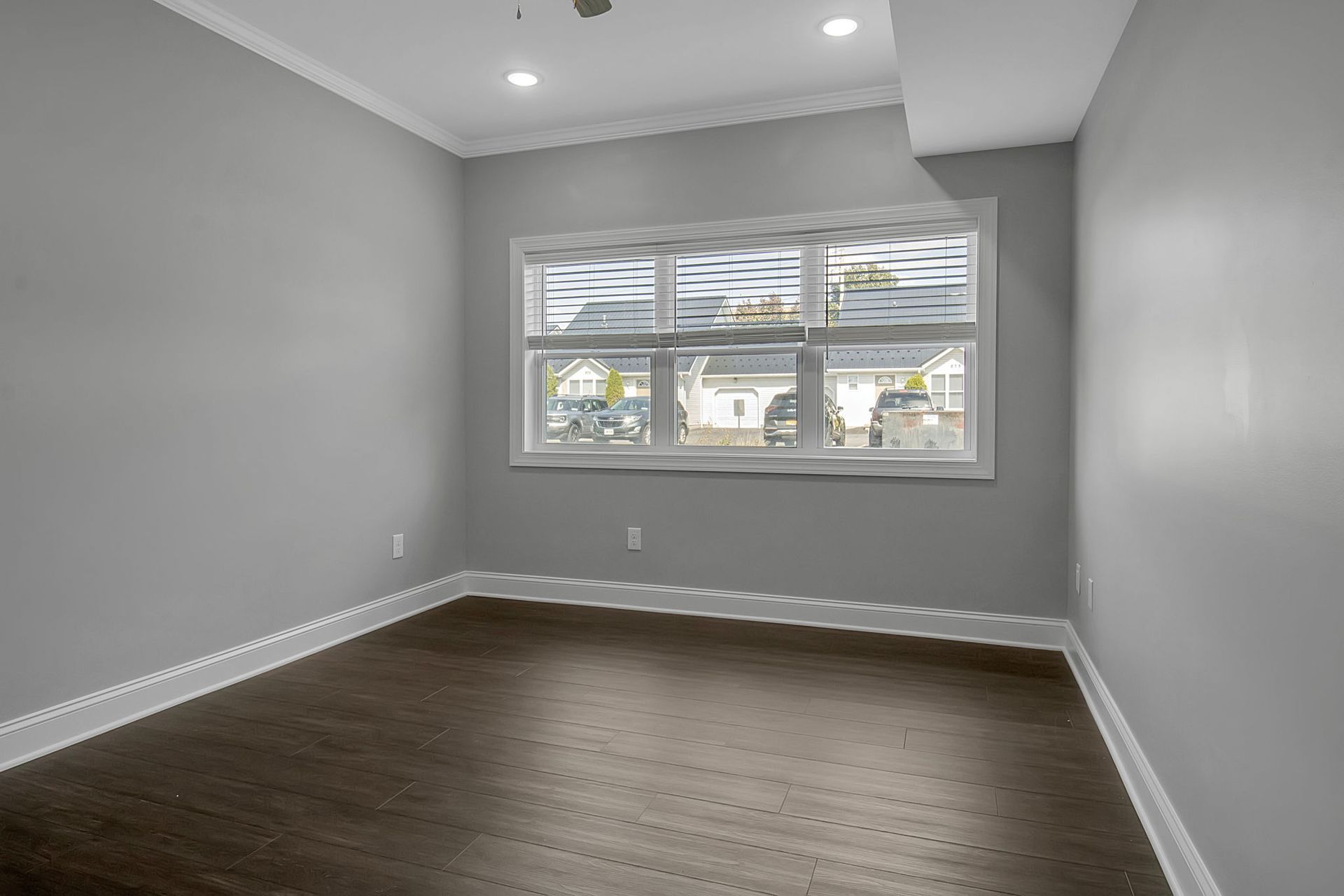 Bedroom interior with clean architectural lines and open space